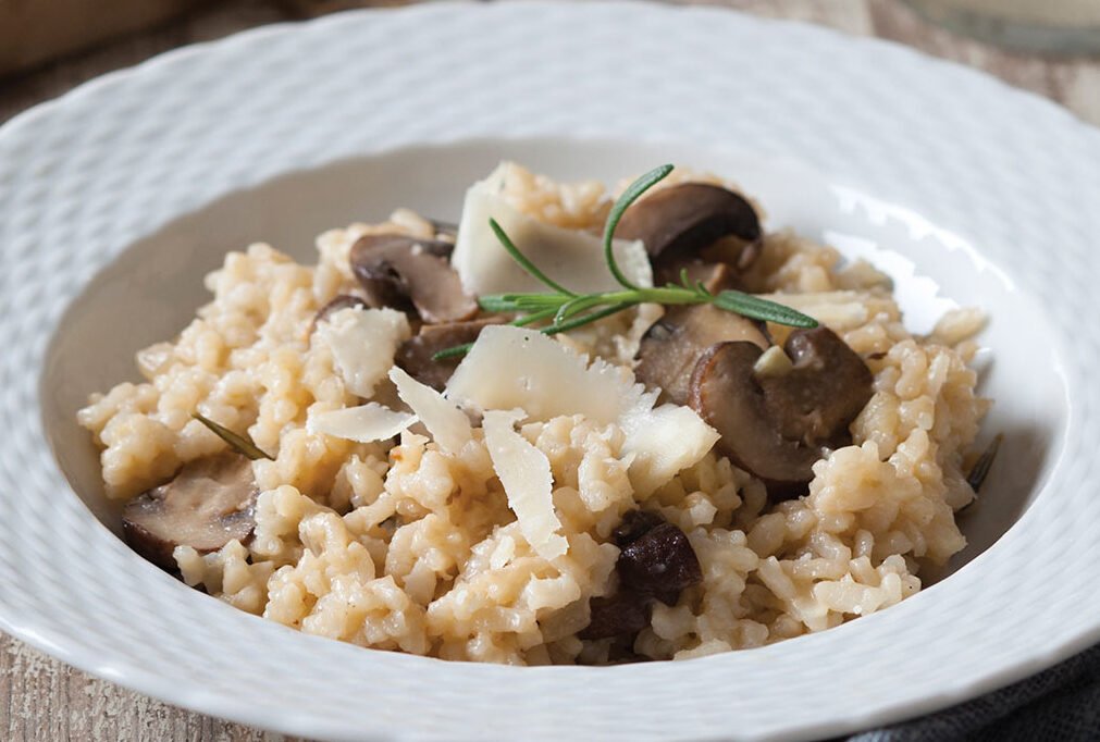 risotto de champiñones y parmesano